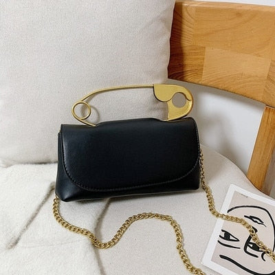 Retro Metal Pin Design Crossbody Bags PU Leather