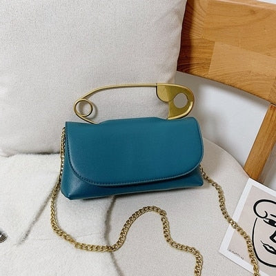 Retro Metal Pin Design Crossbody Bags PU Leather