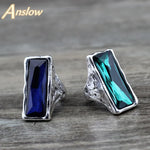 Anslow Original Design Vintage Retro Large Big Square Crystal Ring