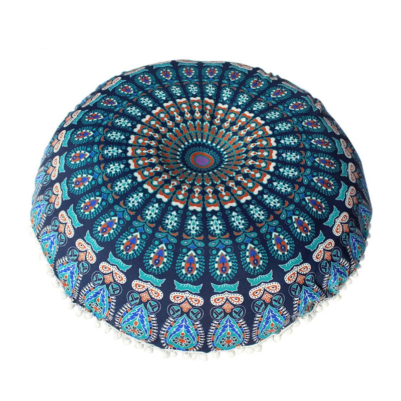 Mandala Floor Pillows Case Bohemian Meditation Cushion Cover Round Flower Print Pouf Retro Boho Tapestry Cover Cases 1PC 45CM