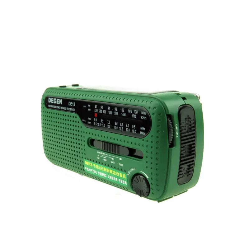 DEGEN DE13 FM AM SW Radio Crank Dynamo Solar Power Emergency Retro Portable Radio.