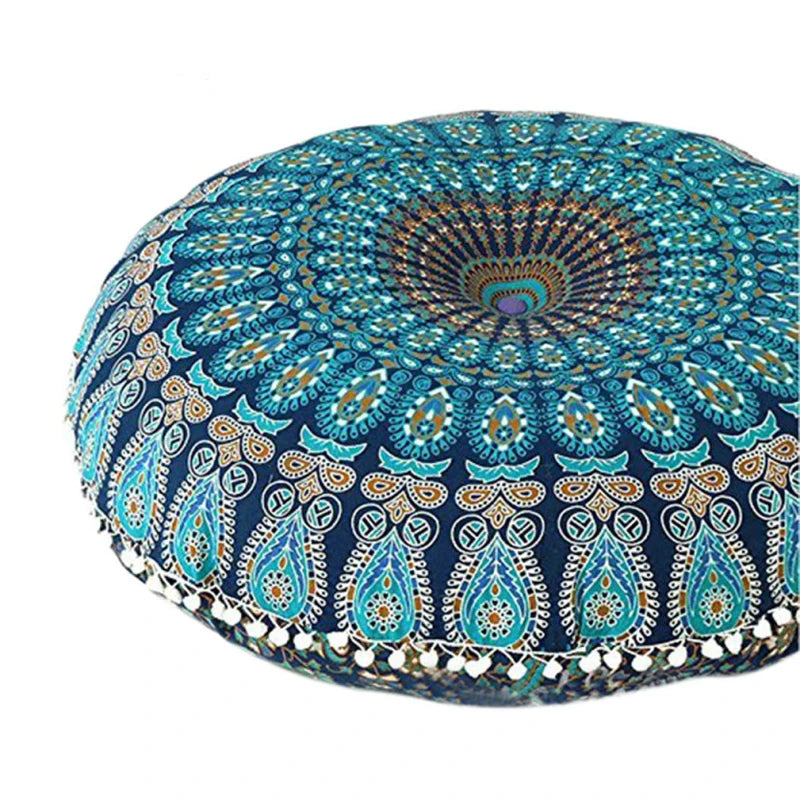 Mandala Floor Pillows Case Bohemian Meditation Cushion Cover Round Flower Print Pouf Retro Boho Tapestry Cover Cases 1PC 45CM