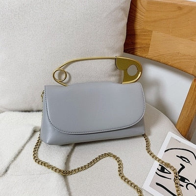 Retro Metal Pin Design Crossbody Bags PU Leather