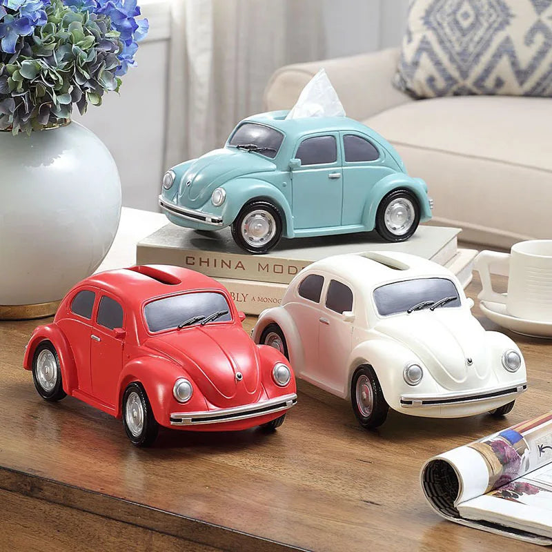 Beetle Car Tissue Box Creative Car Model Tissue Holder Box Resin Beetle Car