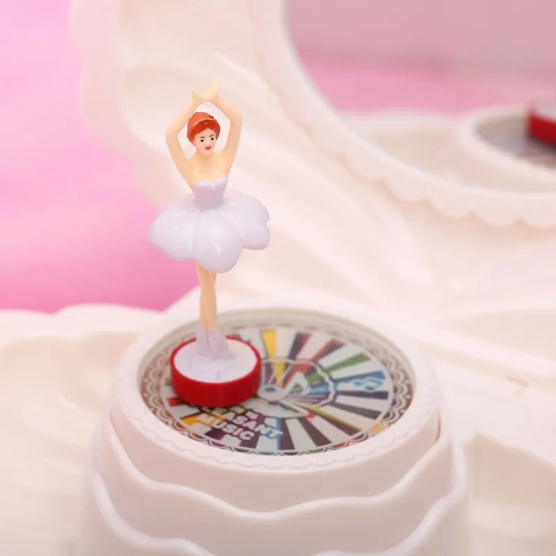 Shell Shape Ballet Girl Music Box With Light Classic Retro Melody Gift