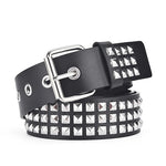 Trendy Square Bead Rivet Belt Metal Pyramid Waistband Unisex Belts