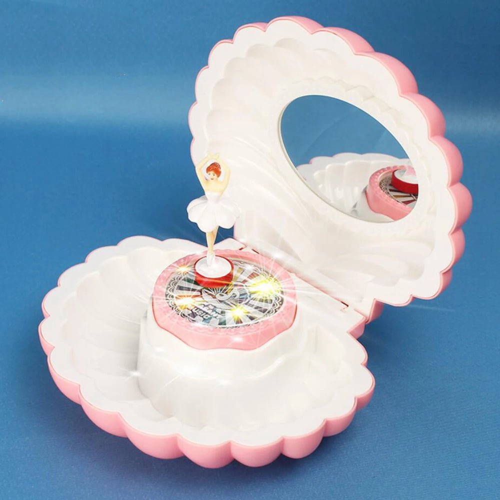 Shell Shape Ballet Girl Music Box With Light Classic Retro Melody Gift