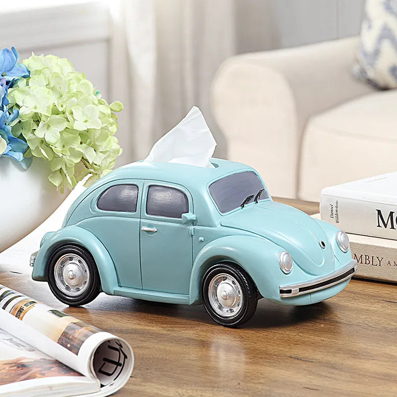 Beetle Car Tissue Box Creative Car Model Tissue Holder Box Resin Beetle Car