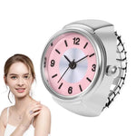 Round Finger Watch Ring Elastic Strap Alloy Watches Retro Roman Quartz Watch Rings.