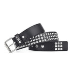 Trendy Square Bead Rivet Belt Metal Pyramid Waistband Unisex Belts