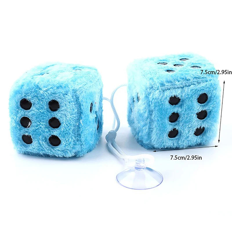 Fuzzy Plush Dice With Dots Retro Square Hanging Pendant Fuzzy Dices