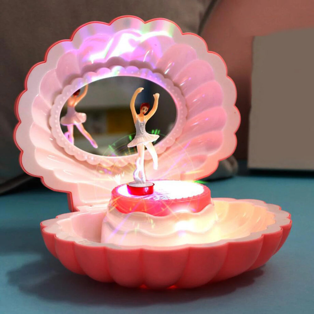 Shell Shape Ballet Girl Music Box With Light Classic Retro Melody Gift