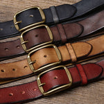 Thick Cowhide Copper Buckle Belt 3.8CM