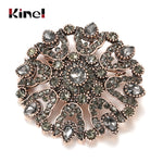 Retro Gray Crystal Turkish Brooch Pin Gold Plating Arabesque Rhinestone