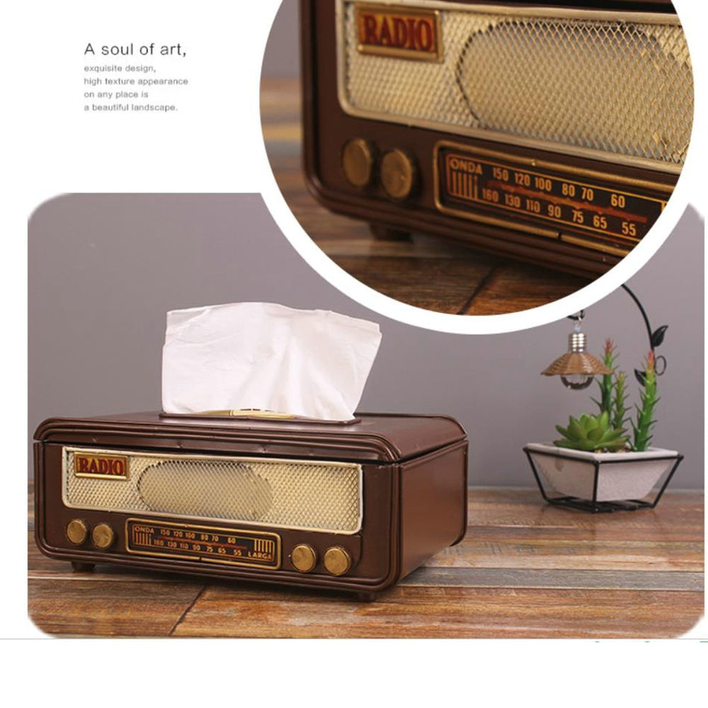 Retro Radio Shape Tissue Paper Box Napkin Storage Box Container