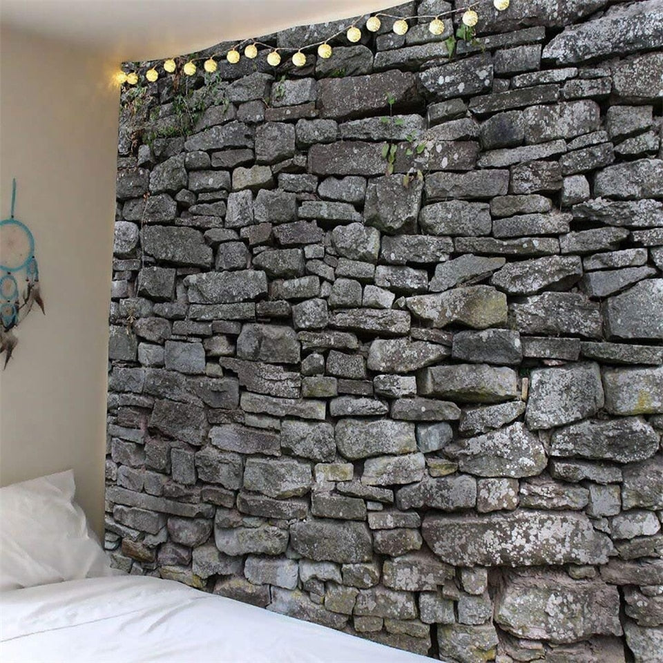 Vintage Stone Grey Brick Wall Tapestry