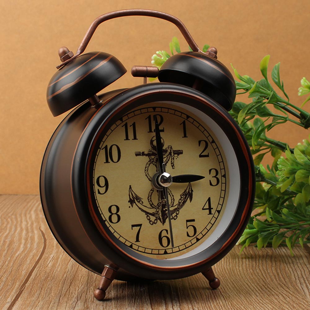 Night Light Alarm Clock European Vintage Retro Metal Alarm Clock