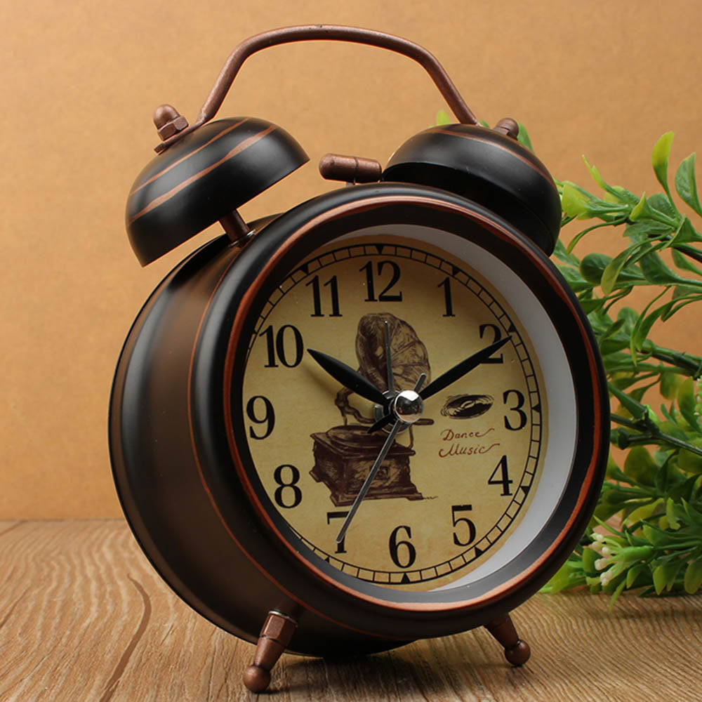 Night Light Alarm Clock European Vintage Retro Metal Alarm Clock