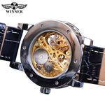 Black Golden Retro Luminous Hands Diamond Display Mechanical Skeleton Wrist Watches