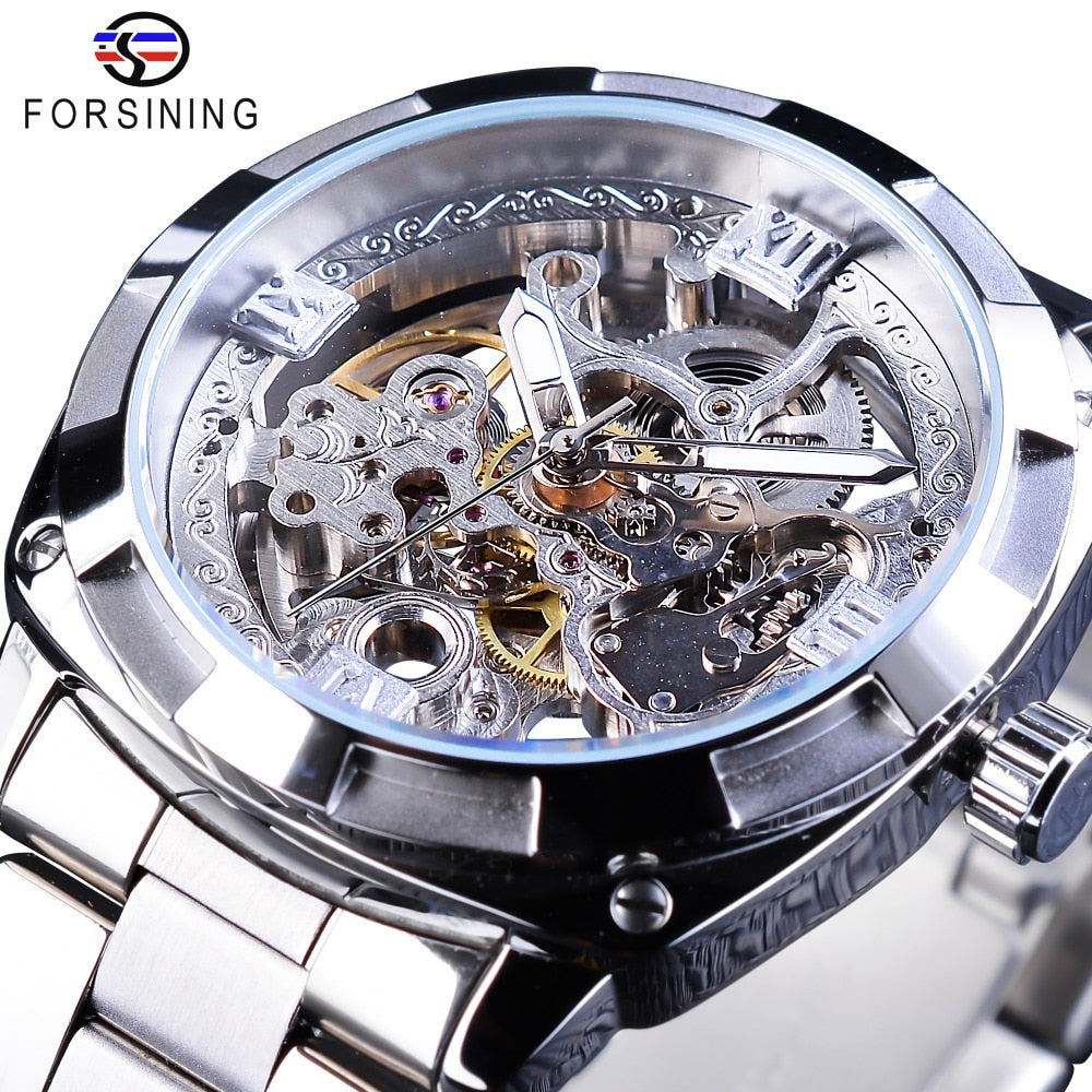 Transparent Retro Automatic Mechanical Skeleton Watch