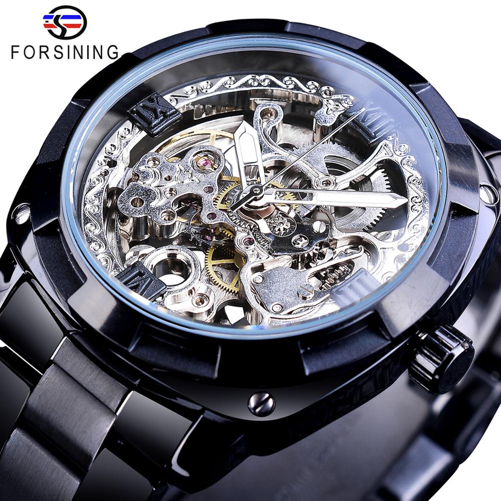 Transparent Retro Automatic Mechanical Skeleton Watch