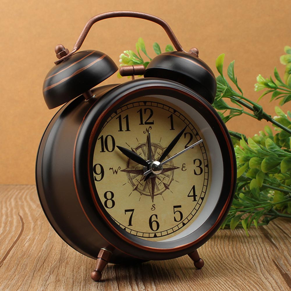 Night Light Alarm Clock European Vintage Retro Metal Alarm Clock