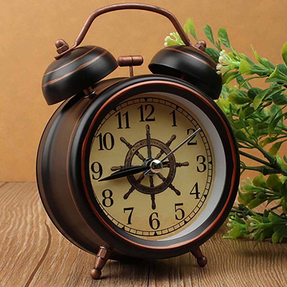 Night Light Alarm Clock European Vintage Retro Metal Alarm Clock