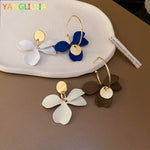 Spray Paint Flowers Asymmetric Earrings Retro Fashion