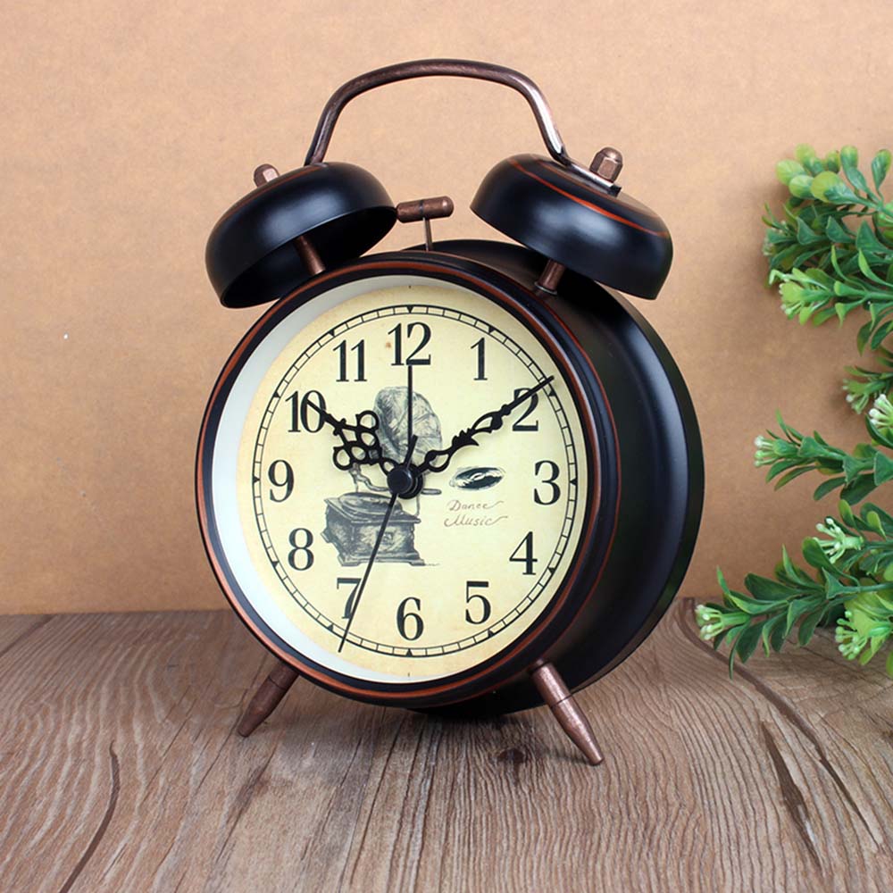 Night Light Alarm Clock European Vintage Retro Metal Alarm Clock