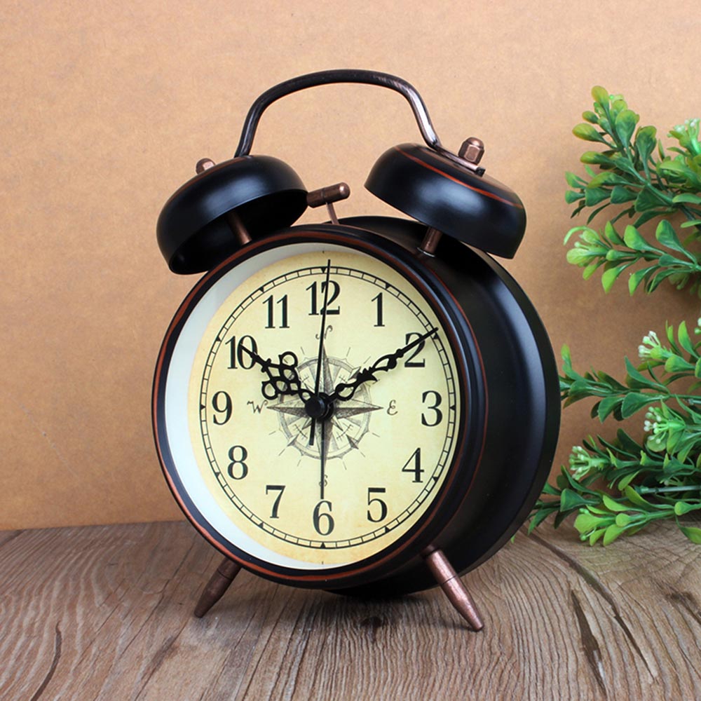 Night Light Alarm Clock European Vintage Retro Metal Alarm Clock