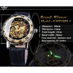 Black Golden Retro Luminous Hands Diamond Display Mechanical Skeleton Wrist Watches