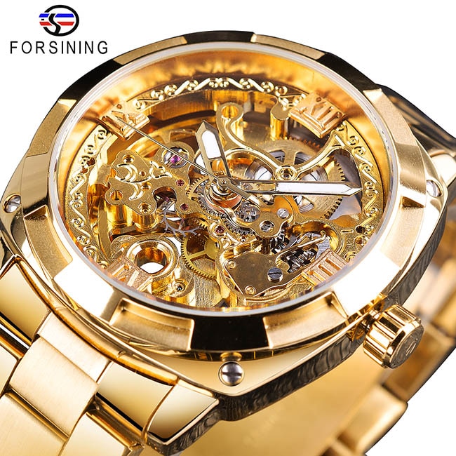 Transparent Retro Automatic Mechanical Skeleton Watch