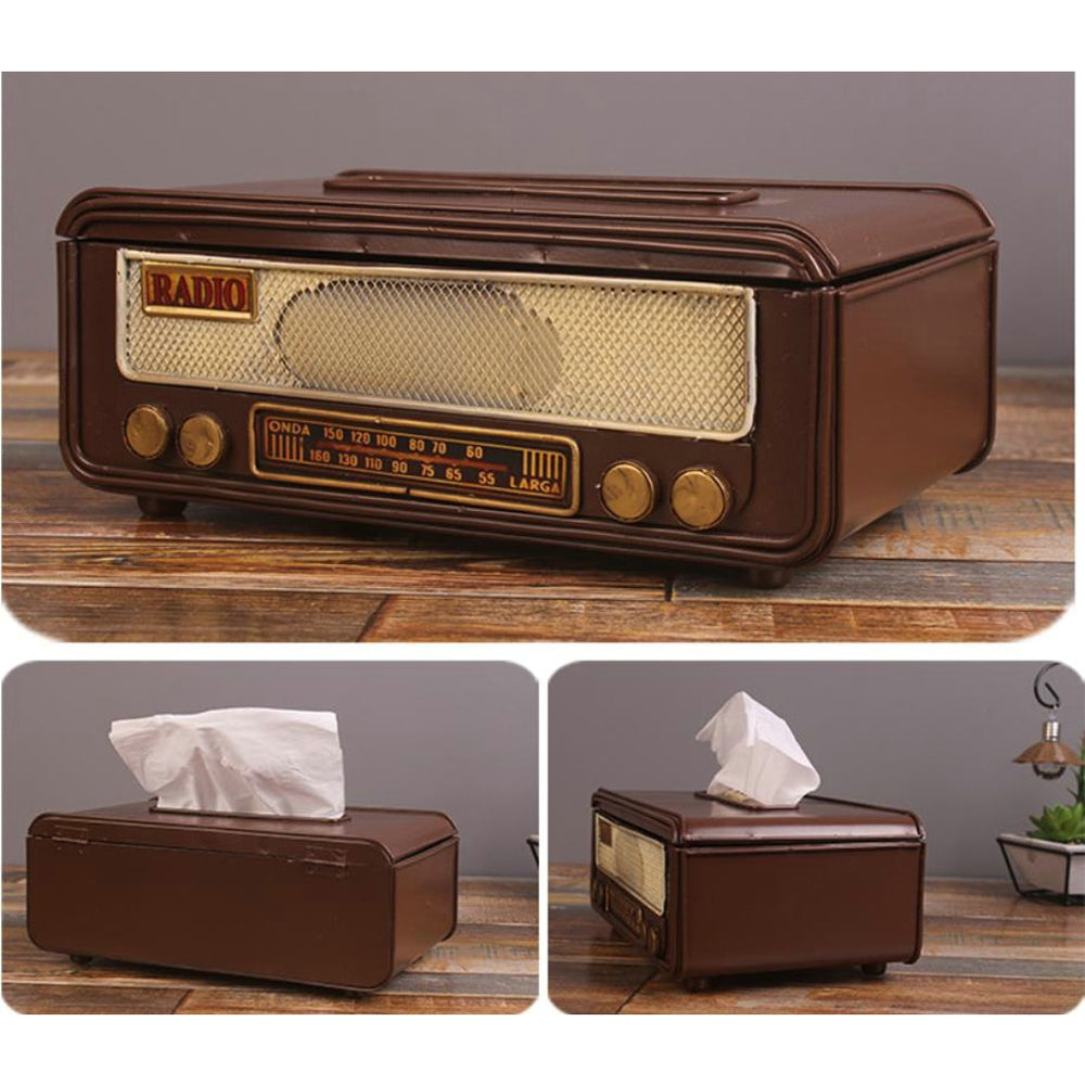 Retro Radio Shape Tissue Paper Box Napkin Storage Box Container