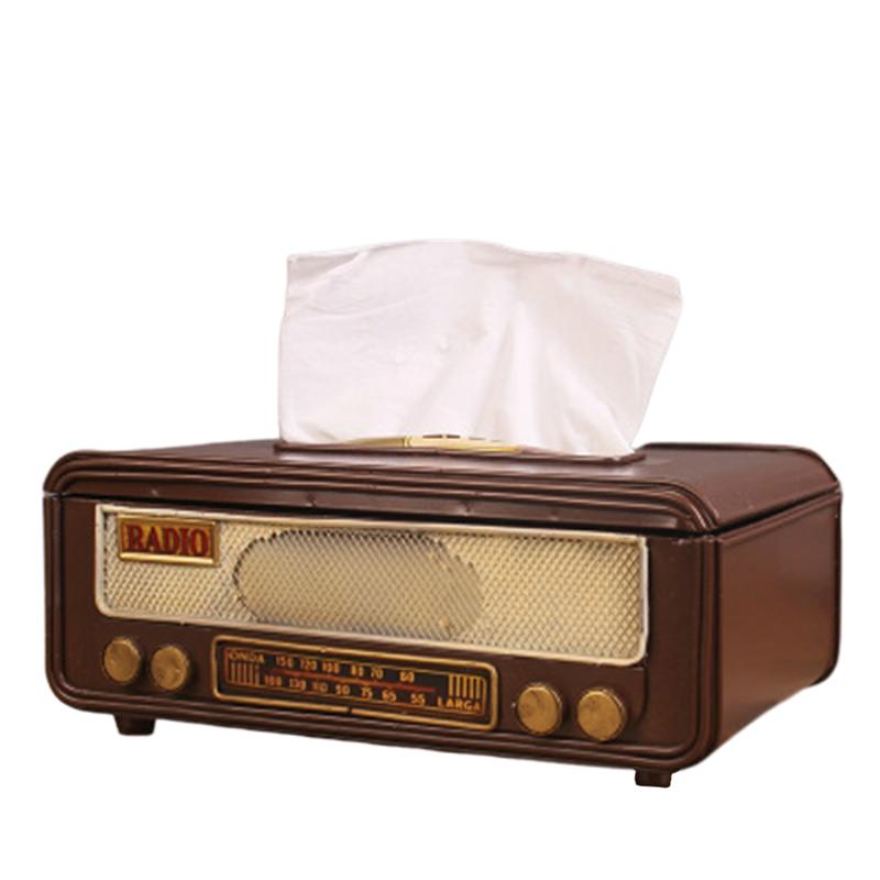 Retro Radio Shape Tissue Paper Box Napkin Storage Box Container