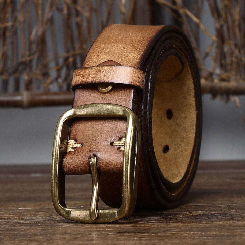 Thick Cowhide Copper Buckle Belt 3.8CM