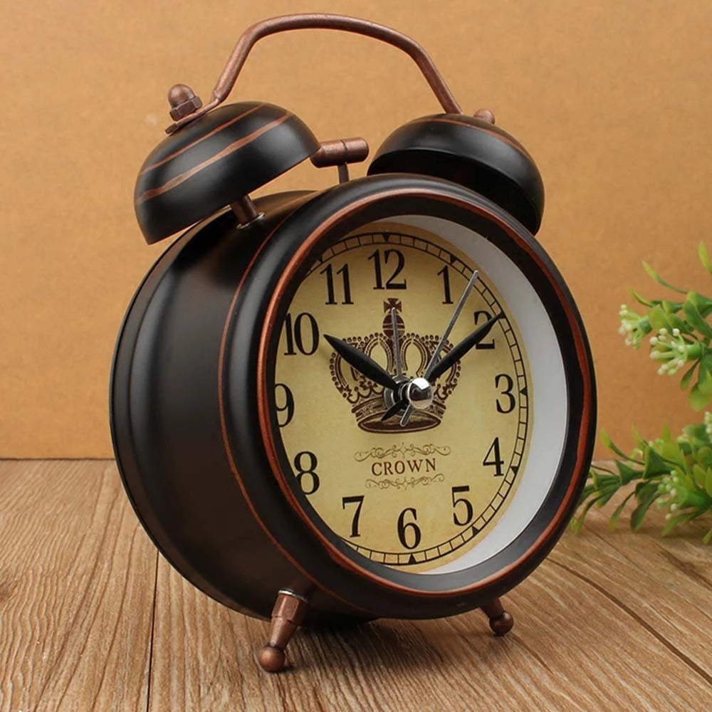 Night Light Alarm Clock European Vintage Retro Metal Alarm Clock