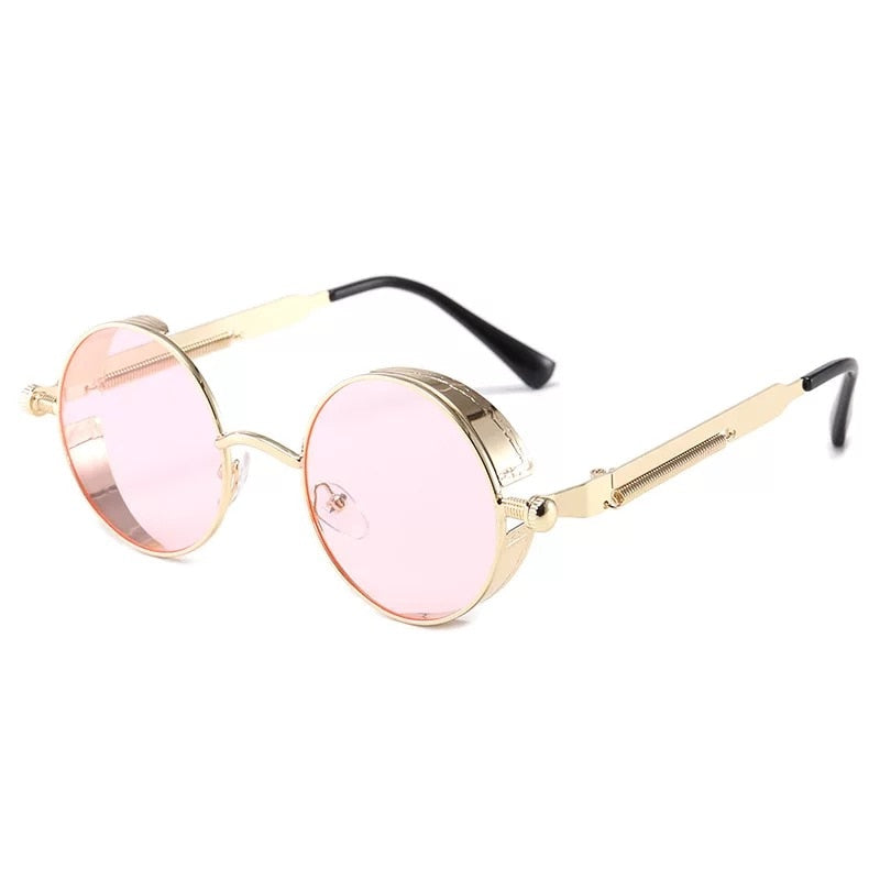 Classic Gothic Steampunk Sunglasses Retro Round Metal Frame Sunglasses UV400