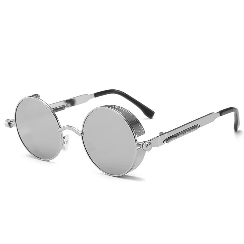 Classic Gothic Steampunk Sunglasses Retro Round Metal Frame Sunglasses UV400