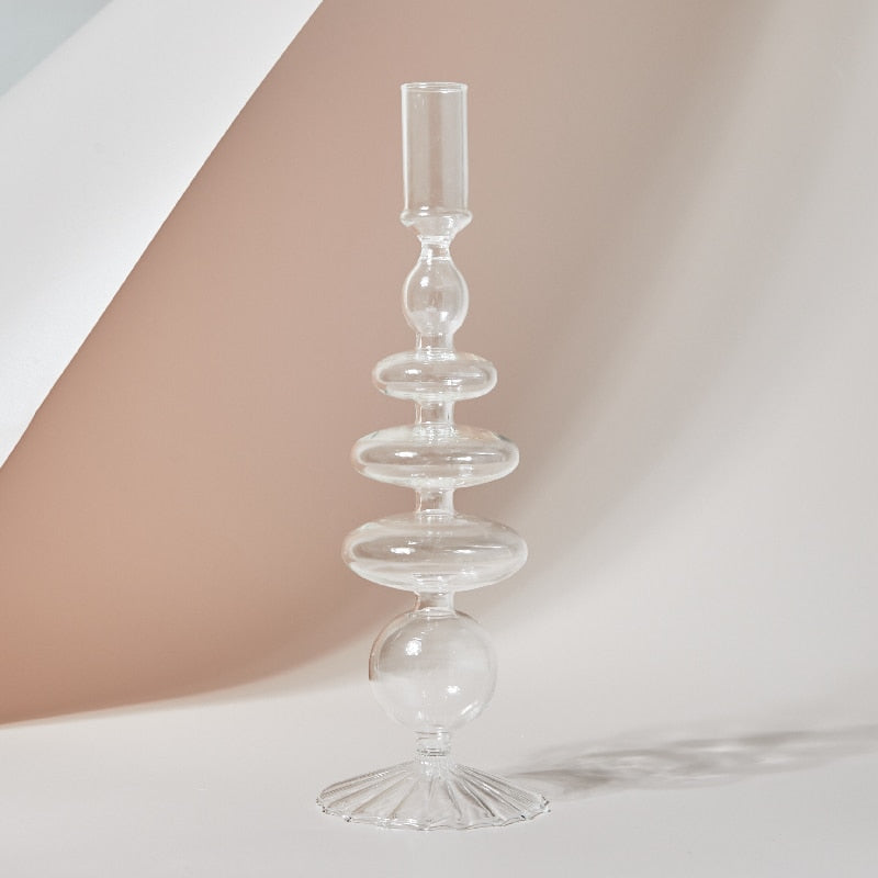 Candlesticks Holders Retro Glass Classic