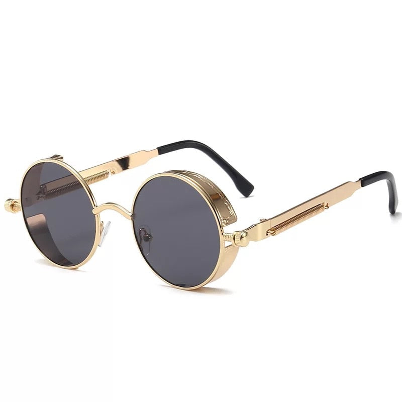 Classic Gothic Steampunk Sunglasses Retro Round Metal Frame Sunglasses UV400