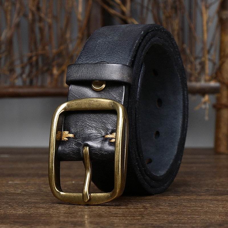 Thick Cowhide Copper Buckle Belt 3.8CM