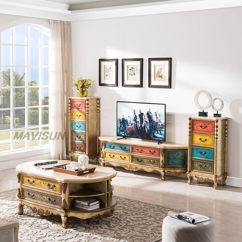 Rustic Retro Painted Living Room Tv Cabinet