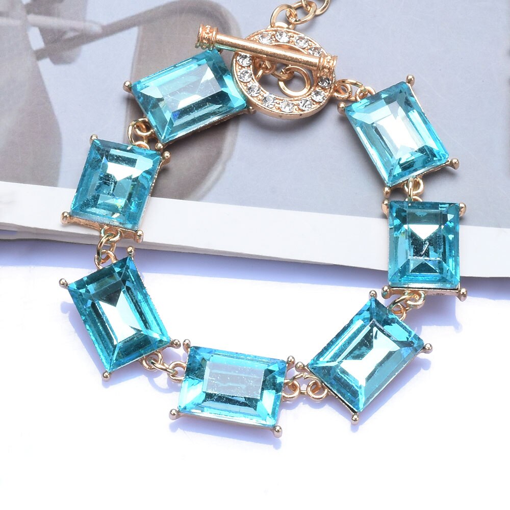 Blue Square Glass Crystal Choker Necklace