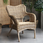 Retro Style Couch Back Seat Woven Rattan Single Seat Chair