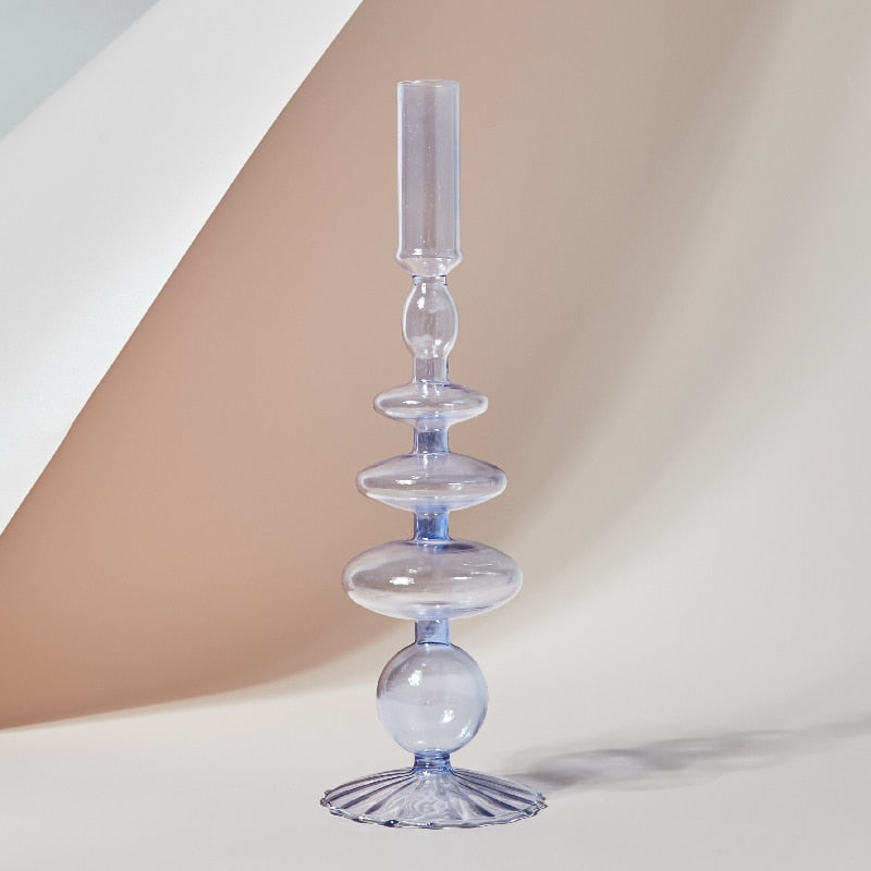 Candlesticks Holders Retro Glass Classic