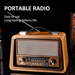 Portable Wooden Retro Radio - Wireless Bluetooth Speakers