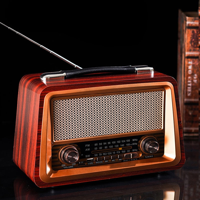 Portable Wooden Retro Radio - Wireless Bluetooth Speakers