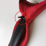 Women Ties Black Zip Tie Retro Solid Silky Neck Tie