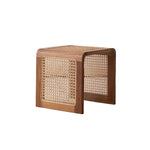 JOYLIVE Rattan Small Square Table Solid Wood Coffee Table Ash Wood Minimalist Table Japanese Side Table