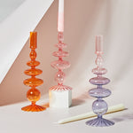 Candlesticks Holders Retro Glass Classic